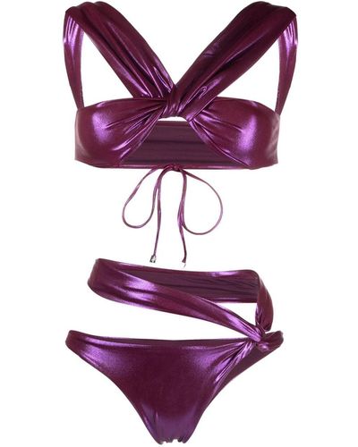 The Attico Bikini à bretelles métallisées - Violet