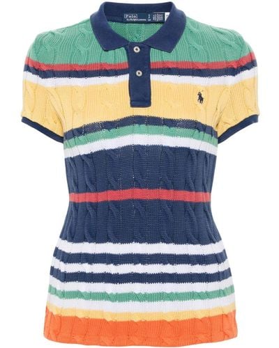 Polo Ralph Lauren Striped Cable-knit Polo Top - Grijs
