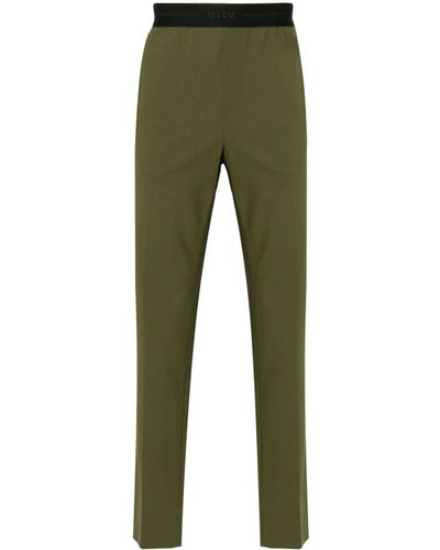 MSGM Logo-jacquard Tapered Trousers - Green