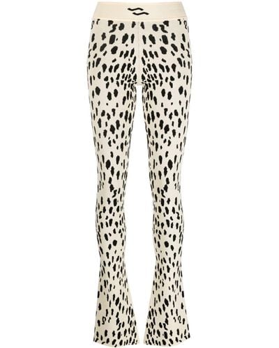 Ssheena Animal-pattern Knitted Pants - White