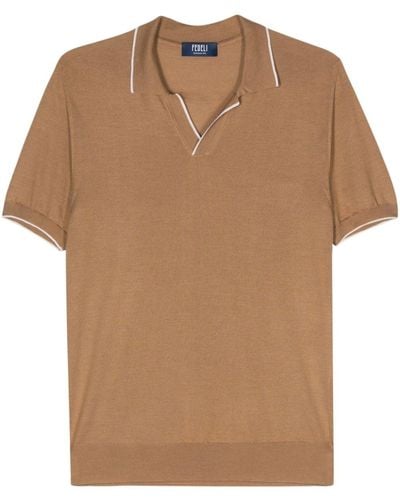 Fedeli Wave Fine-knit Polo Shirt - Brown
