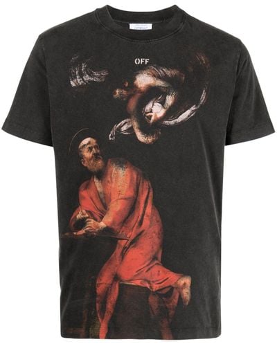 Off-White c/o Virgil Abloh Off- t-shirt noir à logos et image imprimés