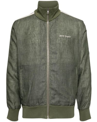 Palm Angels Logo-embroidered Linen Track Jacket - Green