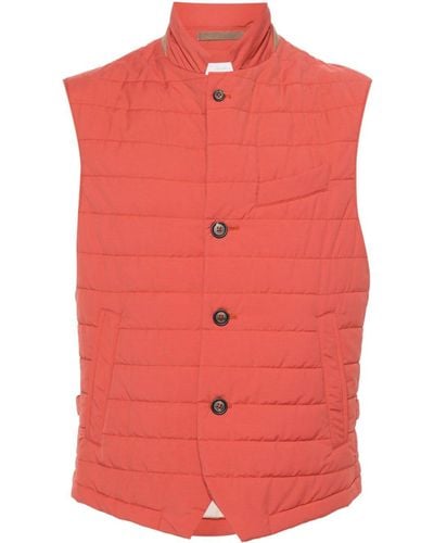 Eleventy Quilted Wool-blend Gilet - Red
