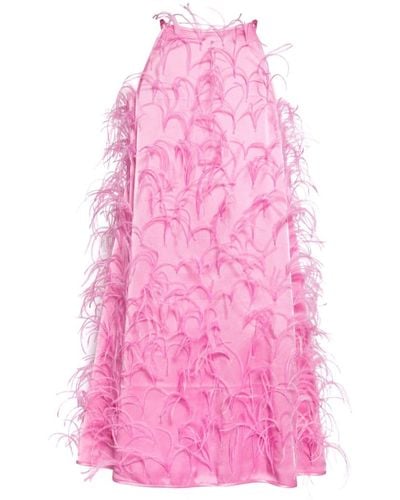 LAPOINTE Ostrich Feather Shift Dress - ピンク