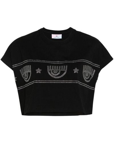 Chiara Ferragni Cropped T-shirt Met Studs - Zwart