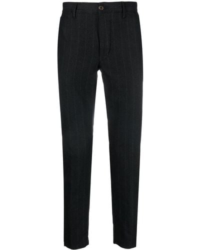 Incotex Pinstripe Tailored Trousers - Black