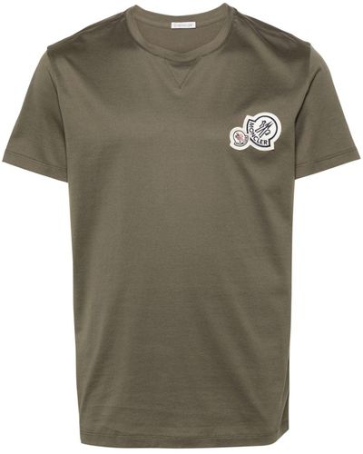 Moncler T-Shirt mit Logo-Patch - Grün