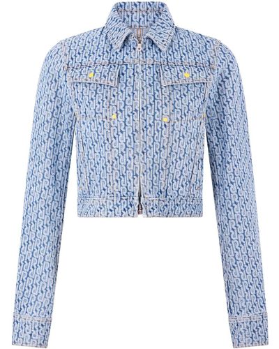 Rabanne Monogram-pattern Cotton Denim Jacket - Blue