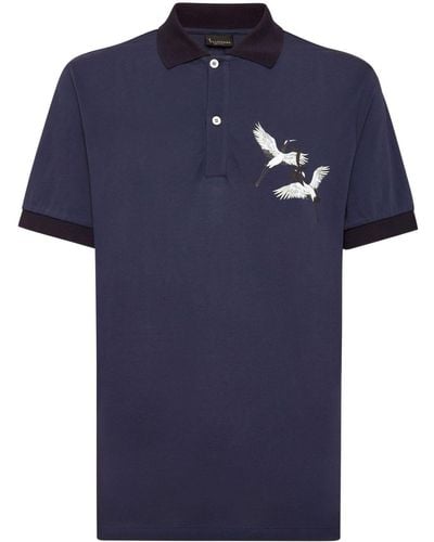 Billionaire Embroidered Piqué Polo Shirt - Blue