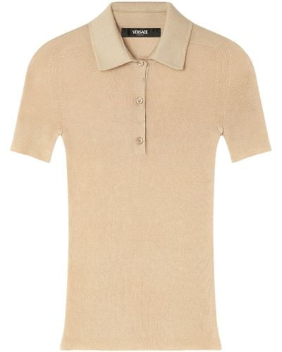 Versace Knitted Polo Shirt - Natural