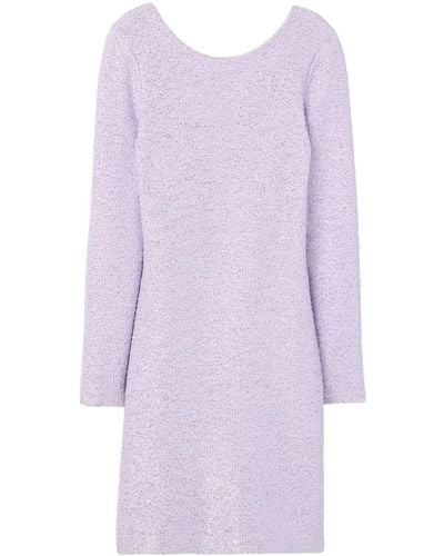 St. John Sequin-embellished Knitted Minidress - Purple