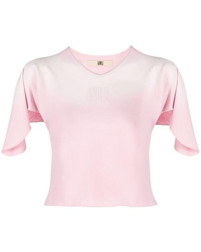 KNWLS Storm Ombré Flutter-sleeve T-shirt - Pink