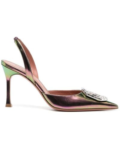 AMINA MUADDI Camelia Sling 90mm Iridescent Court Shoes - Pink