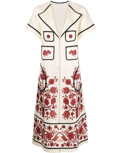 Vita Kin Sasha Embroidered Linen Midi Dress