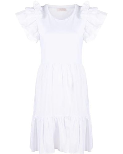Liu Jo Ruffled Short-sleeves Dress - White