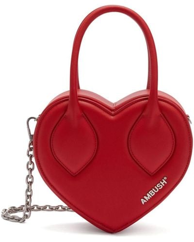 Ambush Heart Leather Tote Bag - Red