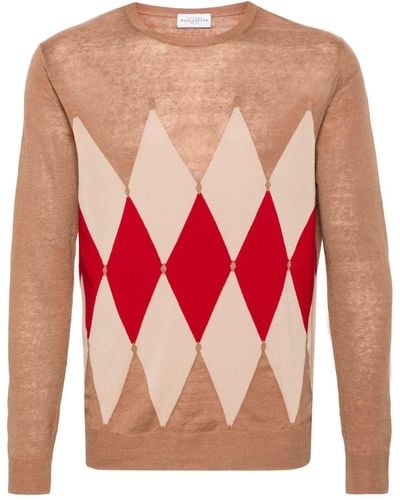 Ballantyne Argyle-knit Linen Blend Sweater - Pink