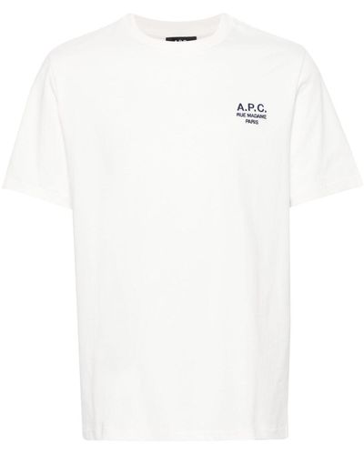 A.P.C. Logo-embroidered Cotton T-shirt - White