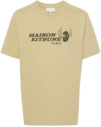Maison Kitsuné T-shirt Met Print - Naturel