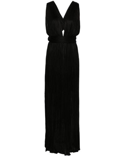 Maria Lucia Hohan Kim Plissé Silk Maxi Dress - Black