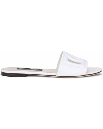 Dolce & Gabbana Dg Logo Leather Sandal - White