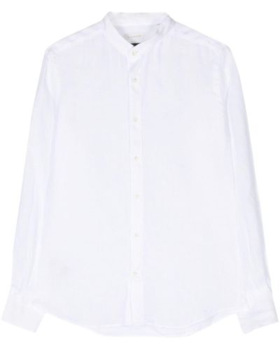 Glanshirt Leinenhemd mit Stehkragen - Weiß