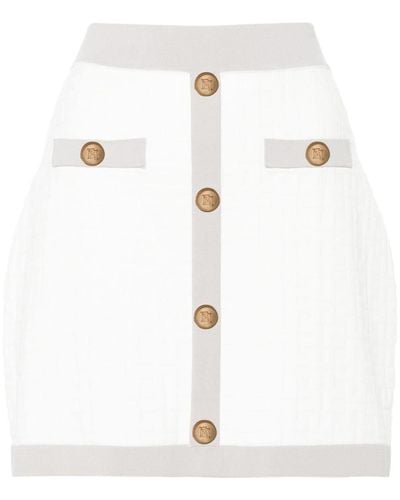 Elisabetta Franchi Embossed-logo Short Skirt - White