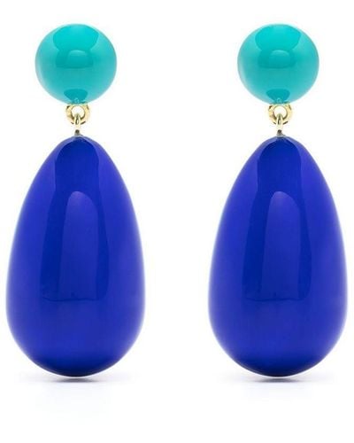 Eshvi Boucles d'oreilles pendantes à modèle bicolore - Bleu