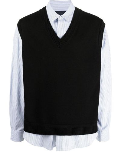 Juun.J Layered Cotton-wool Sweater - Black