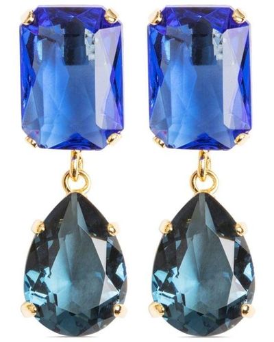 Jennifer Behr 18kt Gold-plated Maree Crystal Earrings - Blue