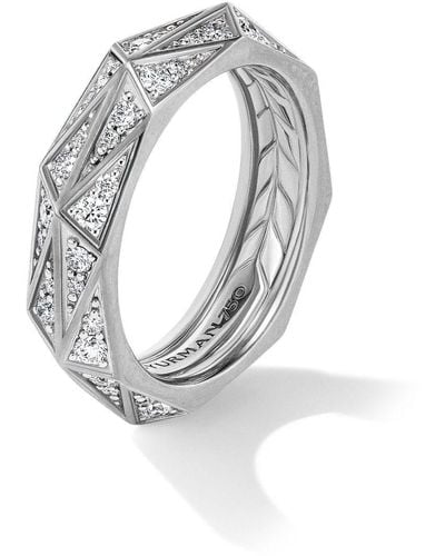 David Yurman 6mm Sterling Silver Torqued Diamond Ring - White