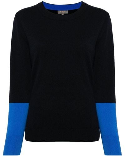 N.Peal Cashmere Pull en cachemire à design colour block - Bleu