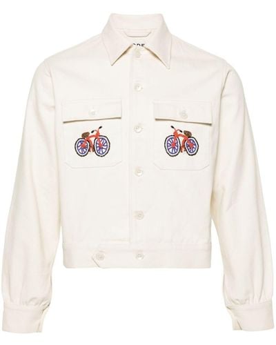 Bode Bicycle Beaded-details Shirt Jacket - White