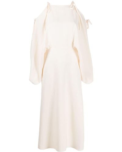 Prada Robe mi-longue à détails noués - Blanc