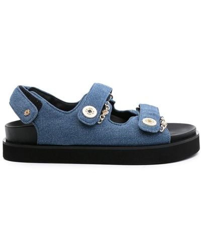 Maje Touch-strap Denim Sandals - Blue