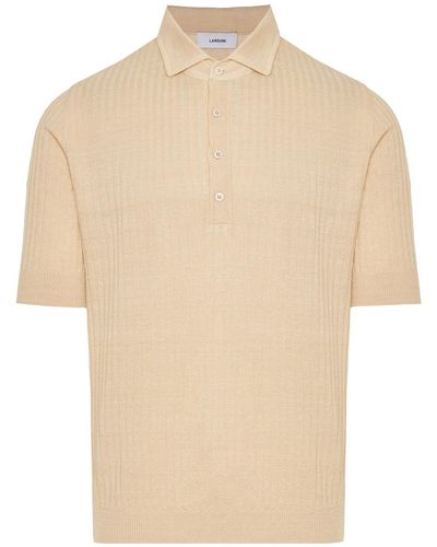 Lardini Ribbed-knit Polo Shirt - Naturel