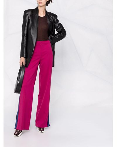 Karl Lagerfeld Pantalones anchos de talle alto - Rosa