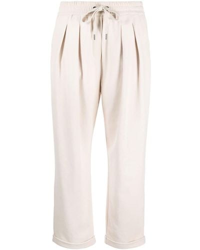 Brunello Cucinelli Pleated Cotton Track Pants - Natural