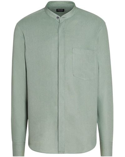 Zegna Oasi Long-sleeve Linen Shirt - Green