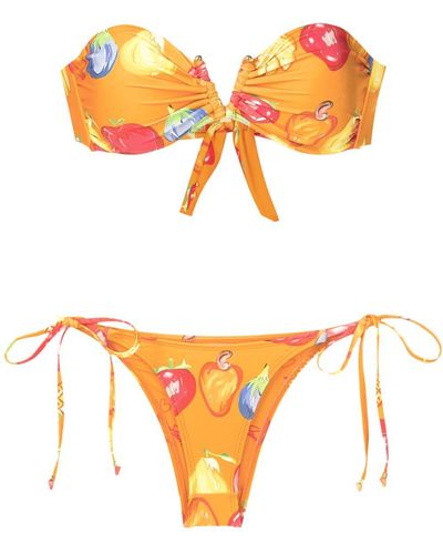 Amir Slama Set bikini con stampa - Arancione