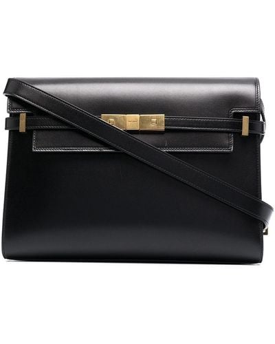 Saint Laurent Manhattan Leather Shoulder Bag - Black