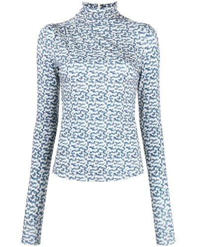 Isabel Marant Graphic-print Long-sleeve Top - Blue