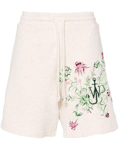 JW Anderson Floral-embroidered Cotton Shorts - White