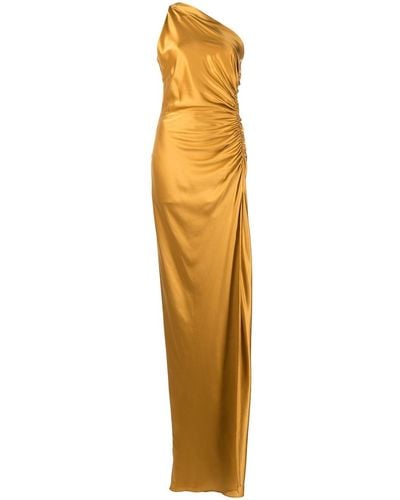 Michelle Mason Gathered-detail Silk Gown - Metallic