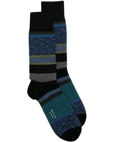 Paul Smith Stripe-pattern Cotton-blend Socks - Blue