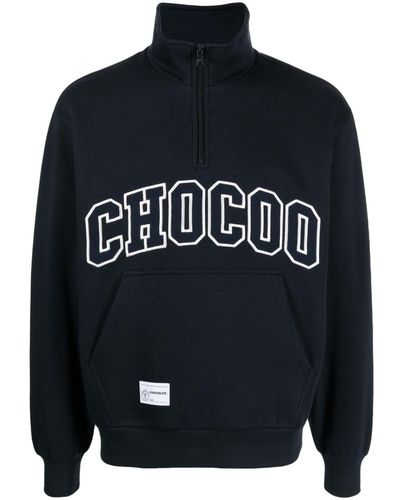 Chocoolate Logo-embroidered Zip-up Sweatshirt - Blue