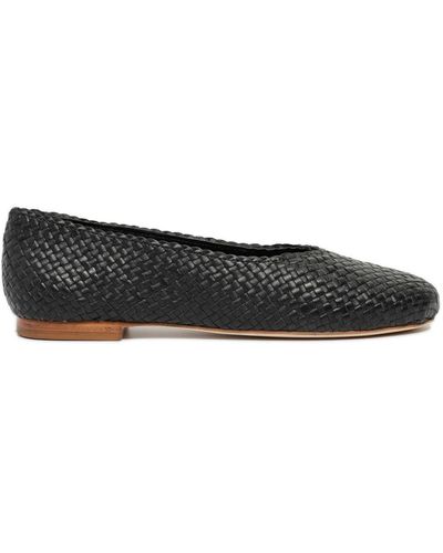 Sarah Chofakian William Leather Ballerina Shoes - Black