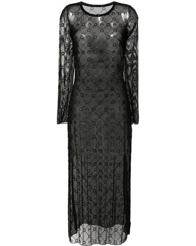 Marine Serre Moonogram-pattern Midi Dress - Black