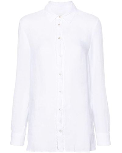120% Lino Classic-collar Linen Shirt - White